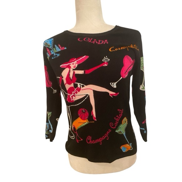 Vintage Elizabeth NY Knit Beaded Cocktsil Sweater - Picture 1 of 6